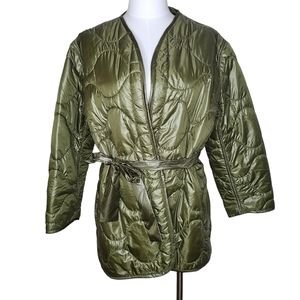 Nili Lotan Varick Quilted Shell Jacket Army Green M